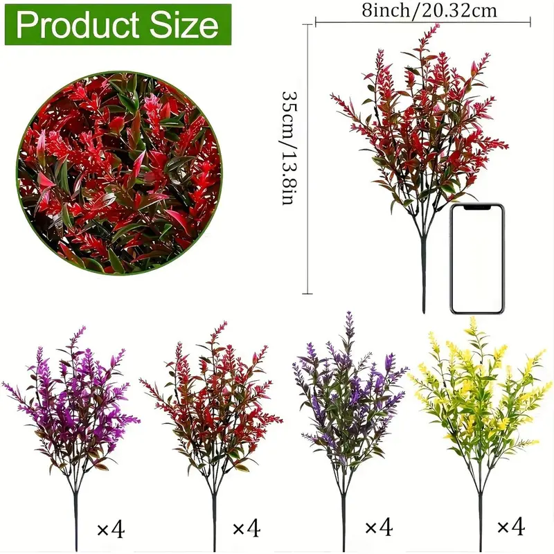 HNVNER 16 Bunches Outdoor Artificial Flowers Artificial Lavender Flowers Uv Resistant Plastic Fake Flowers for Outside Hanging Baskets Planter Garden Home Decorating artificial  plant garden  plants garden  flowers 1