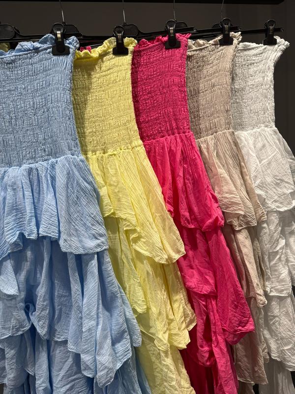 Boob Tube Maxi Ruffle Dress - (UK Size 6-12) Summer Dress ,Women Daily Dress ,Women Summer Wear Comfort 2