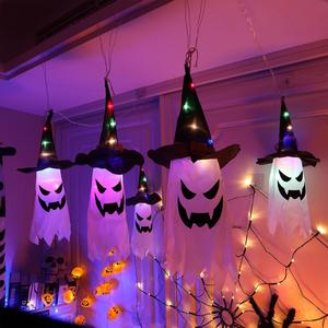 Halloween Ghost Hanging Light, 5 Counts/set Ghost Hanging Light, Halloween Decoration, Outdoor Decoration for Yard Tree Garden