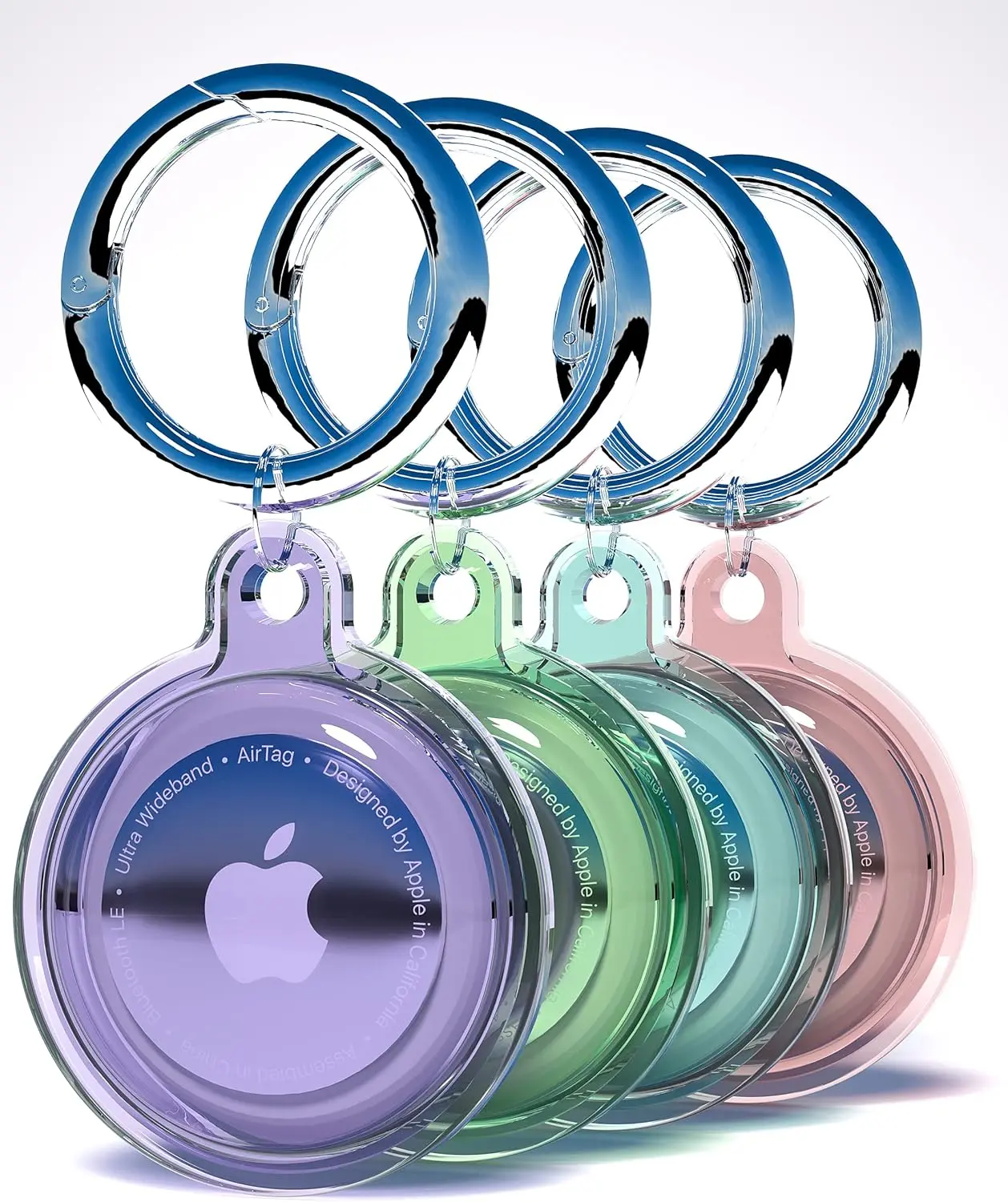 4 Pack AirTag Keyring Case AirTag Holder for Apple AirTag Waterproof Protective AirTags Case Tracker Cover Keychain for AirTag Case for Dog Cat Collar