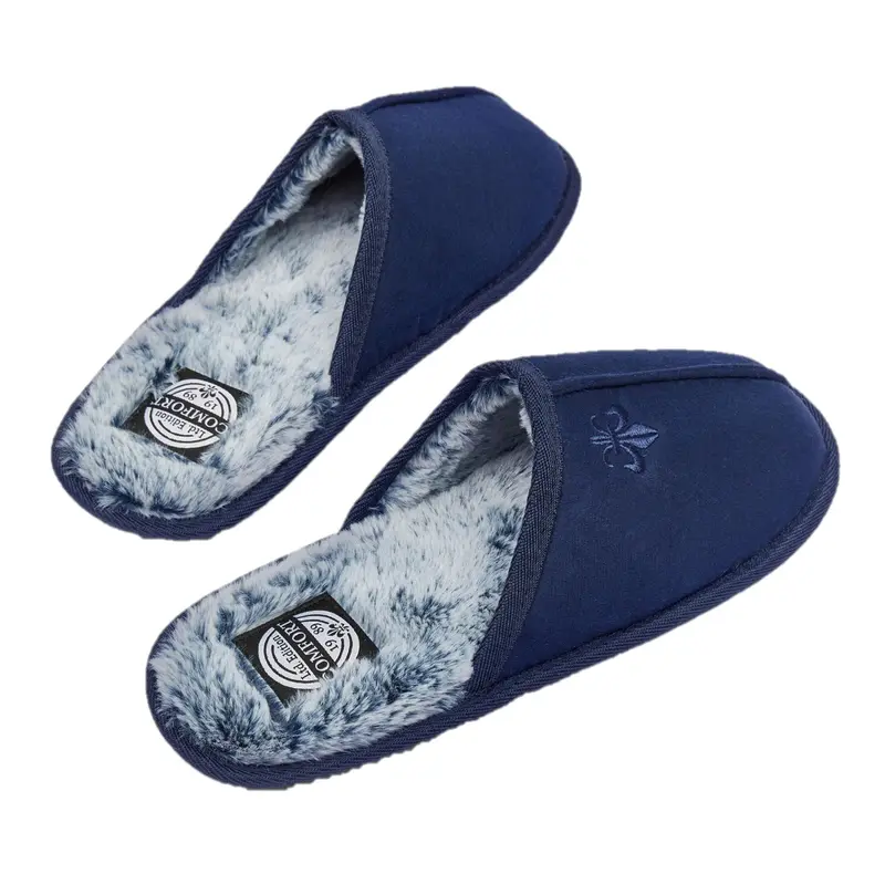 Men's Microfibre Slip-On Faux Fur Lined Memory Foam Mule Slippers 4