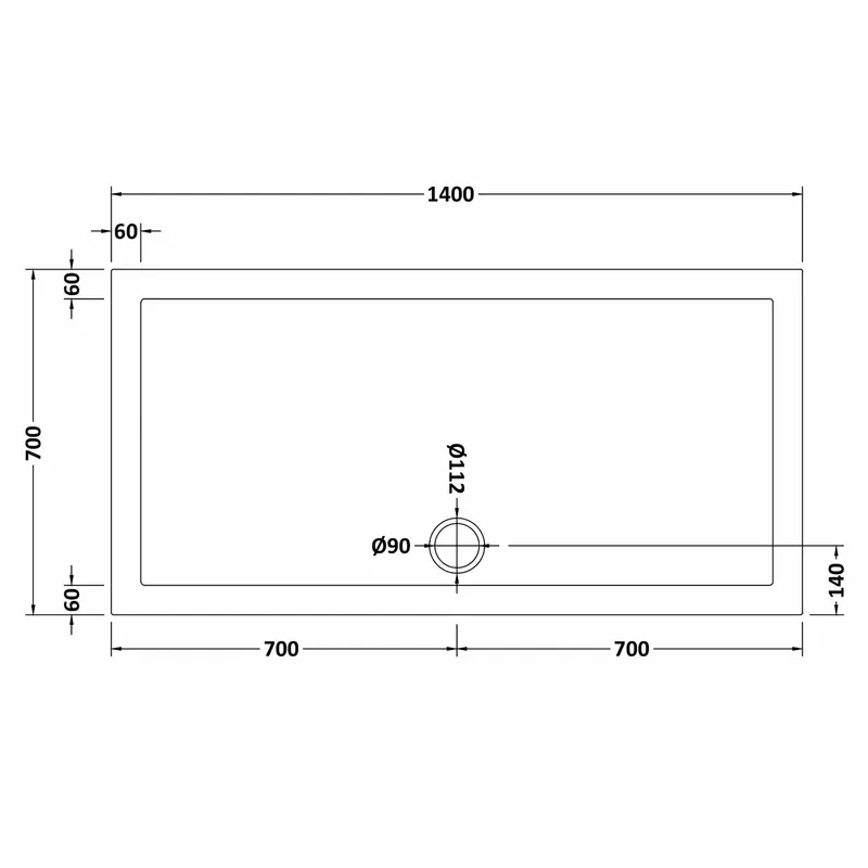 8mm Glass Walk In Wetroom Screens with Black Framed Design and White Shower Tray - 1400 x 700mm 1