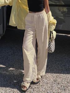 Women's Solid Drawstring High Waist Straight Leg Pants, Casual Comfy Wide Leg Trousers for Daily Wear, Ladies Bottoms for All Seasons