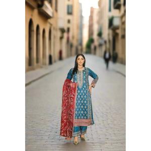 S Creations | Embroidered Organza Readymade | SC107 (Teal)