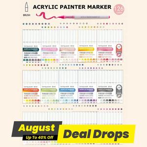 Acrylic Paint Marker Set, 1 Set Acrylic Paint Marker Pen, DIY Graffiti Painting Pen for Stone, Glass, Ceramic, Metal, Arts & Crafts Supplies