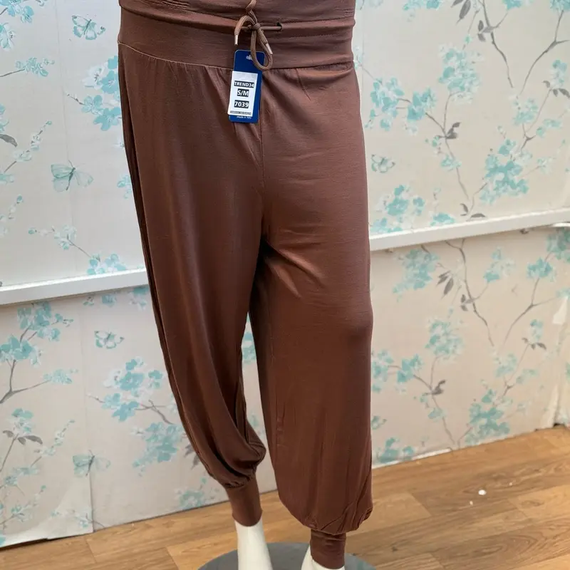 Turkish Latest Trending Cuff Cotton Harem Trouser - Soft, Modest, Lastic & Darwstring, Black/Khaki/Brown/Dusty Pink/White, S/M/L/XL - Fit, Pants 1