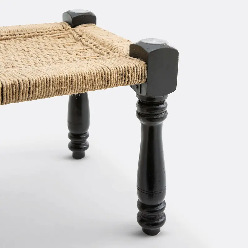 Adas Mango Wood & Rope Indian Style Bench 3