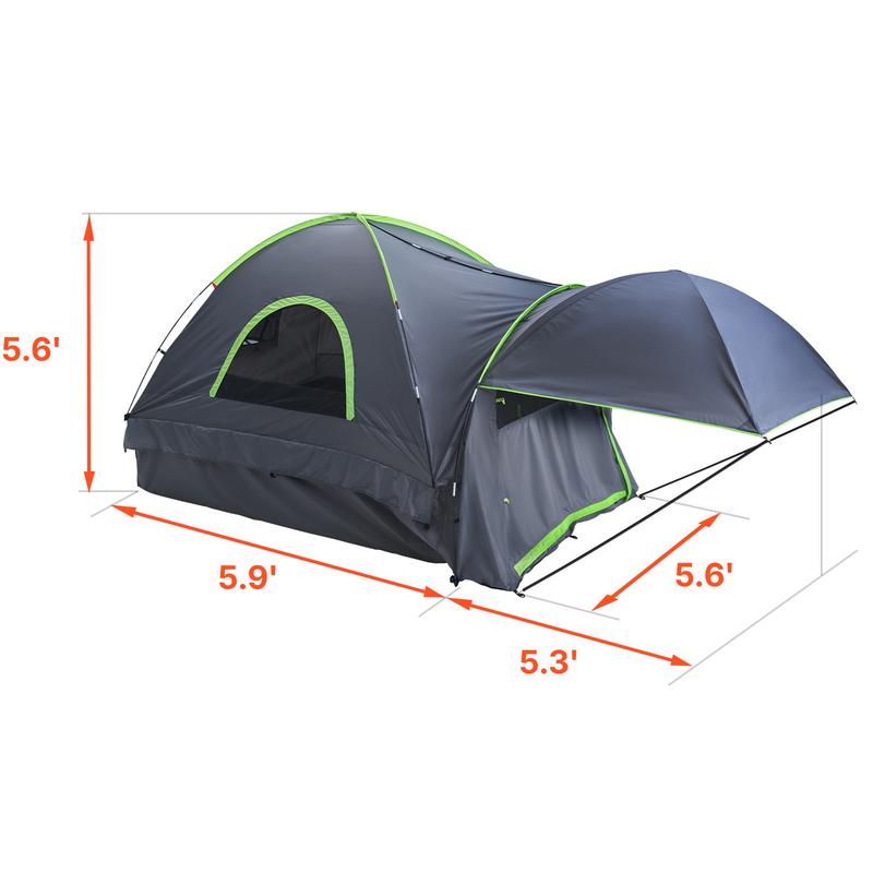 VEVOR Pickup Truck Tent, Fits 5.5-6.0 ft Truck Tents for Camping, Waterproof PU2000 mm 2-3 Person Sleeping Truck Bed Tent, Sturdy Truck Bed Camper Shell with Expandable Awning, Rainfly, Storage Bag 7