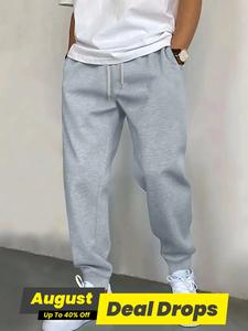 Men's Solid Drawstring Waist Sweatpants, Casual Regular Fit Pocket Jogger Pants for Spring & Fall, Fashion Men's Bottoms for Daily Wear, Pants Joggers, Stretchable Jogger, Workout Joggers