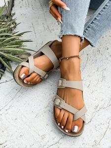 Women's Fashionable Plain Color Slip on Sandals, Casual Comfortable Flat Sandals for Summer, Lightweight Breathable Shoes for Daily Wear, Girl