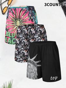 Men's Regular Fit Abstract Print Boxer Briefs, Casual Comfy Breathable Underwear for Daily Wear, Mens Underwear for Summer