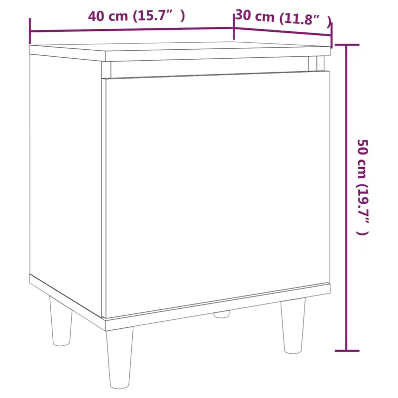 Bed Cabinets with Solid Wood Legs 2 pcs Brown Oak 40x30x50 cm 8
