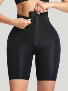 Women's Plain High Waist Adjustable Shapewear Shorts, Tight Fit Solid Hook & Eye Breathable Tummy Control Clothing, Lady Waist Trainer Everyday, Women's Comfortable Shapewear Waist Trainer Bottoms, Casual Womenswear, Shapewear Garment