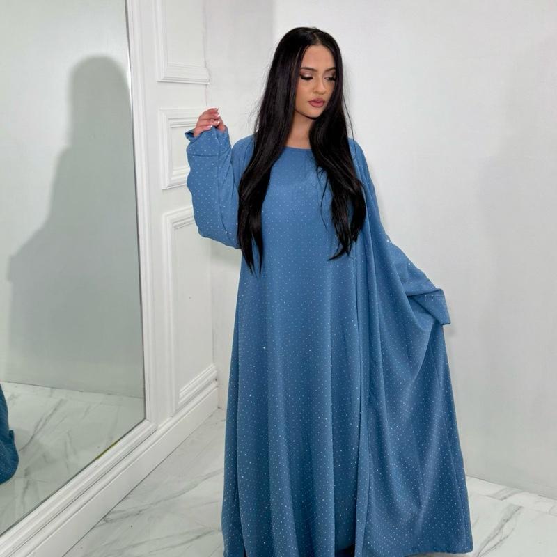 Blue Diamanté Abaya Set 2