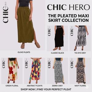 [CLEARANCE] Chichero Floral Printed Elasticated Waist Pleated Maxi Skirt – Women's Boho Chic Casual Wear (2026)