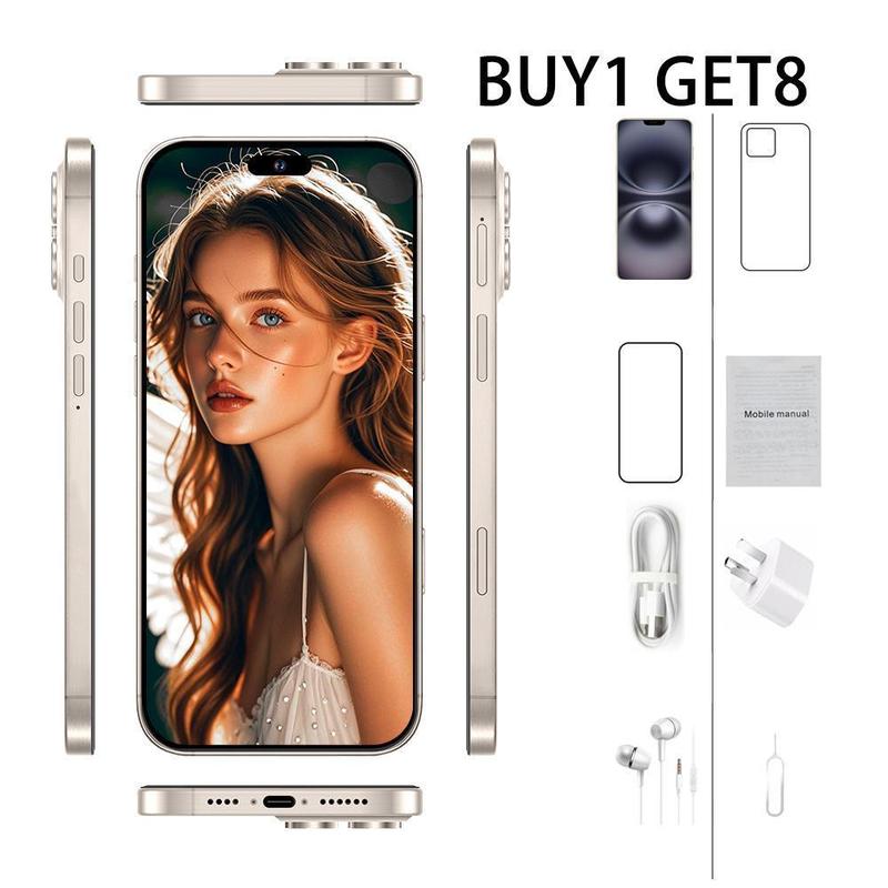 Exclusive live streaming-2025 new mobile phone 6.8-inch 6800mAh battery black and white gray gold 256GB Android smartphone 4
