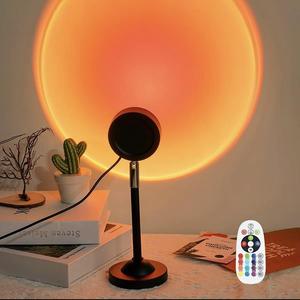 Sunset Projection Lamp, RGB 16 Color Changing Ambient Light with Remote Control, USB Powered Table Lamp for Home Bedroom Decor, Photography, Selfie, Colorful Ambient Light