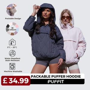 PUFFIT Packable Baggy Puffer Hoodie Spring Hooded Sweatshirts  Lightweight  Hoodies Casual Hoodie Jacket Water Repellent and Longsleeves Womenswear Comfort Pullover Portable Storage Design,Minimalist Lady Long Sleeve Large Pocket Elastic Drawstring Hooded