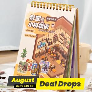Dream Town Story Series Craft Sticker Book, 20 Sheets/book Scrapbooking & Journal Making Material Paper, Scrapbook Page, Art Stickers, Diy Decorative Sticker Packs for Stationery & Water Bottle & Laptop Decoration, Artwork, Sticker Album