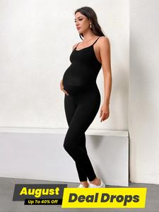 Maternity Solid Color Jumpsuit, Casual Comfy Prenatal Pregnancy Jumpsuit, Maternity Clothes for Summer, Maternity Clothing, Pregnancy Must Haves