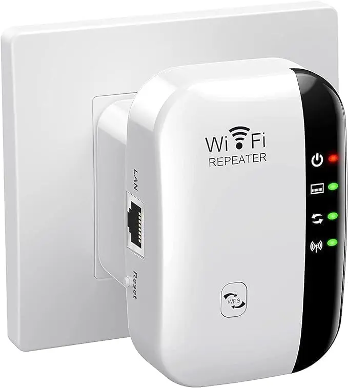 WiFi Extender Booster,WiFi Signal Booster,Internet Coverage Up to 3000 Sq.Ft! Works with 45+ Devices & Features Easy Setup,2.4GHz Band WiFi Extender, and LAN Port,UK Plug