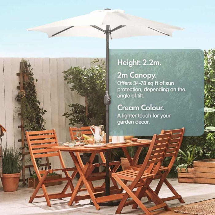 VonHaus Ivory Cream 2m Steel Garden Parasol【UK SELLER】 2