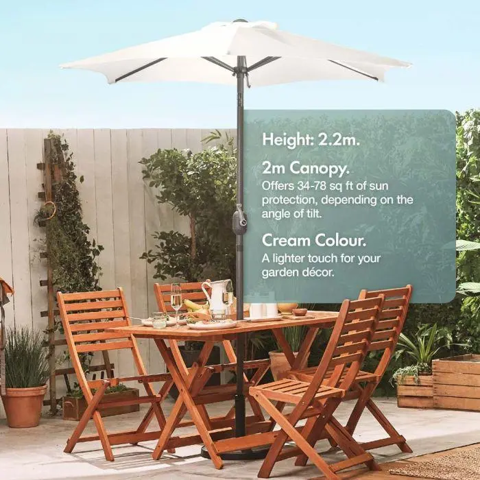 VonHaus Ivory Cream 2m Steel Garden Parasol【UK SELLER】 2
