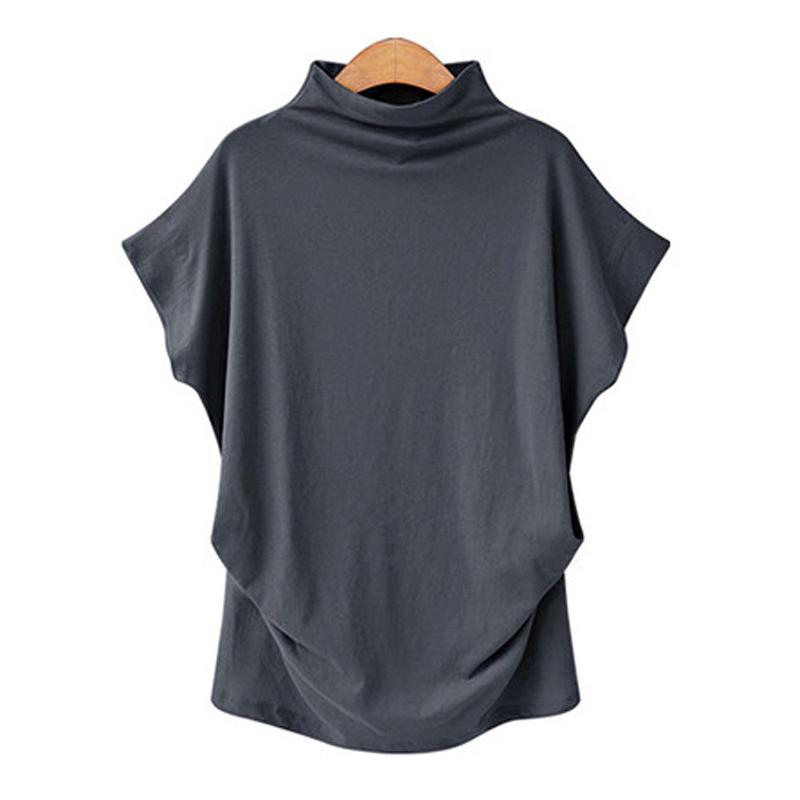 Product Introduction of 5XL Women Summer T-Shirt Short Batwing Sleeve Loose Solid Gray Turtleneck Tee Shirt 2025 New T-Shirts Femme Tees Tops 19