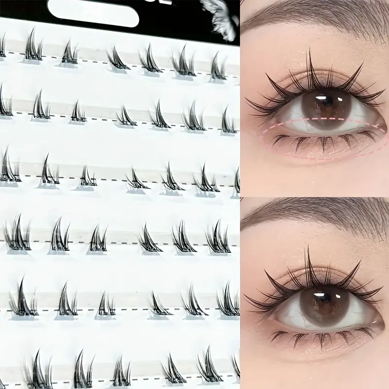 HERORANGE Electronic Butterfly Glue-Free Lower Eyelashes 60 Clusters Single Cluster DIY Removable Natural Thickening Mirror-like Daily Segmental Self-Adhesive Strip Extension Faux Lashes for Beginners