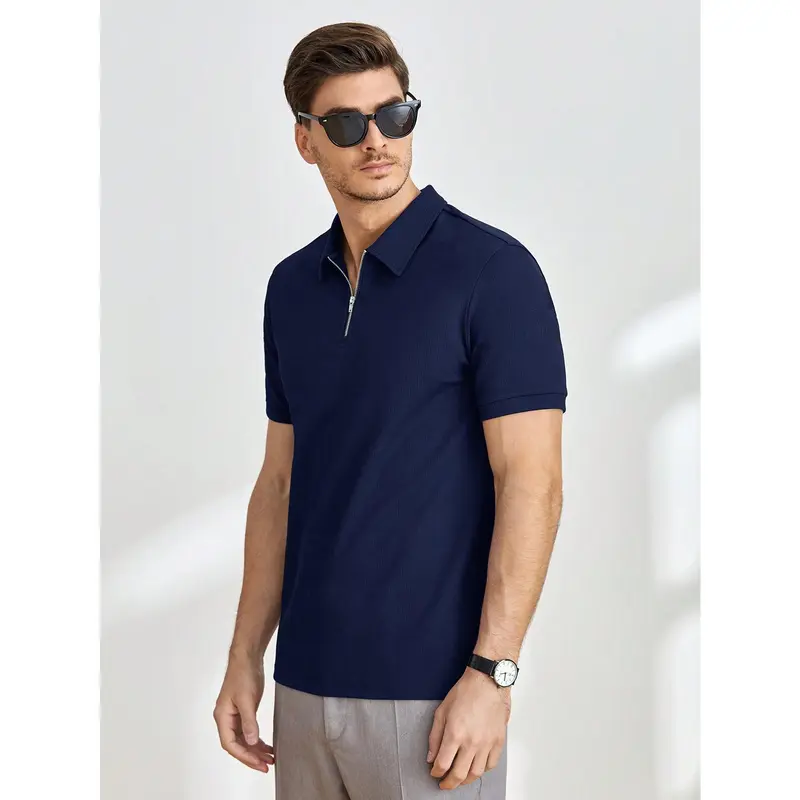 Manfinity ModaGents Men Solid Quarter Zip Polo Shirt, For Golf Menswear Top 3