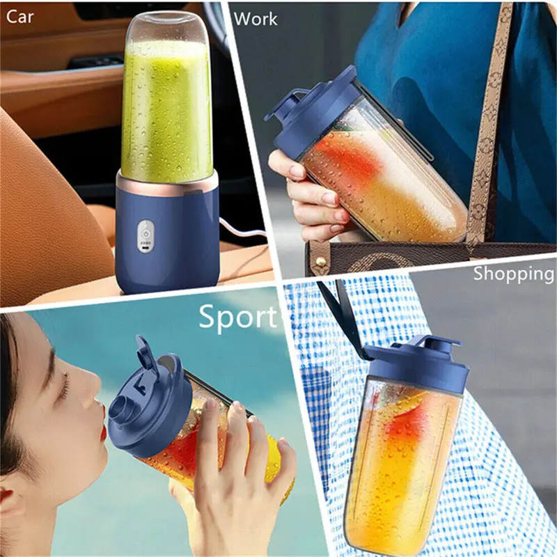 New Electric Mini Juice Maker Portable Blender Smoothie Juicer Fruit Machine UK with 2 Cups Eco-friendly Materials Rechargeable Battery 300ML Capacity 1800-20000 rpm 12 Months Warranty 2