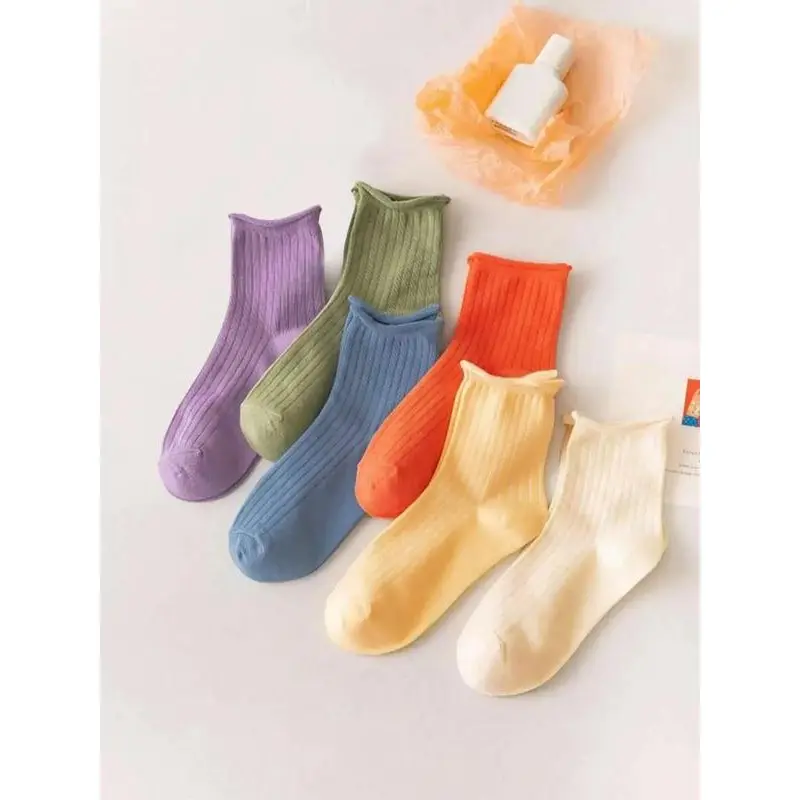 Women's Solid Crew Socks, Comfy Mid Calf Socks, Summer Wear 2025, Fashion School Wear Uk, Women Hosiery for All Seasons, Back To School Clothes, Comfy Wear for Women, Autumn Wear 2025, Valentine's Day Gift for Girl, Cosy Socks Womenswear Comfort 4