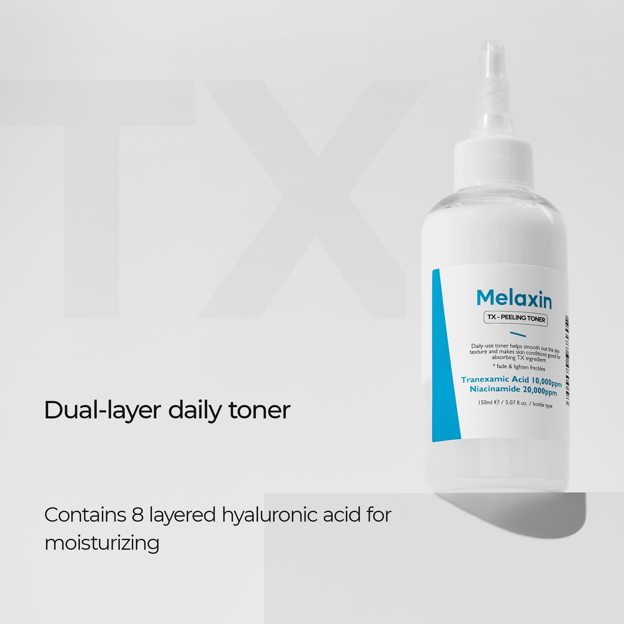 [Dr.Melaxin Official] TX Brightening Routine | TX Peel Shot Serum, TX Peeling Toner, TX Dark Spot Ampoule & TX Cream 4-Piece Set