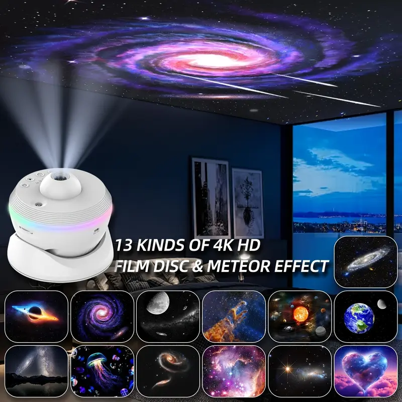 13in 1 Planetarium Galaxy Projector - Largest Coverage Area Solar System Star Projector for Bedroom Ceiling Decor with Realistic Starry Sky Night Light, Dynamic Meteor, RGB Lighting Effects, and Timer 5