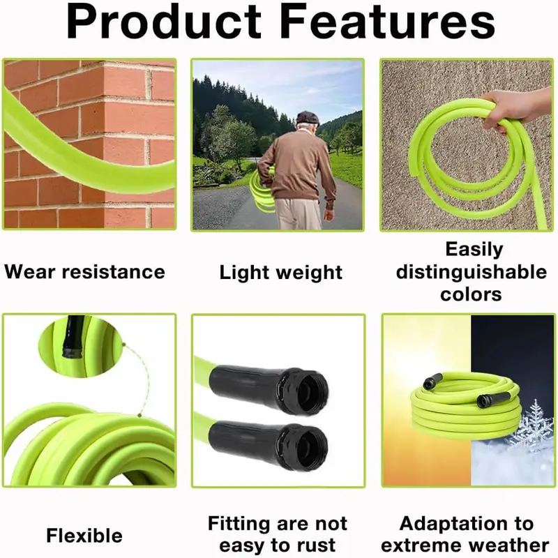 Hose Pipe, Heavy Duty Garden Hoses 100 Feet (31m), Flexible Hosepipes for Garden, Plant Watering System, Safe Drinking Water Hose with Swivel Handle (Bright Green) 4