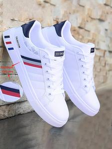 Men's  Letter Label Design Lace Up Low Top Trendy Sneakers, Casual Comfortable Sports Shoes for Outdoor Walking Jogging, Male All-match Round Toe Shoes for Daily Wear, Trending Shoes, Breathable Casual Sneakers, Athletic Sneakers, Lifestyle Sneakers