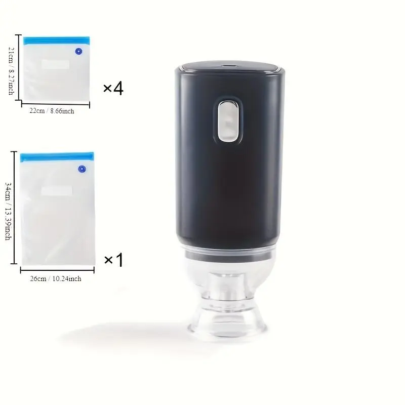 The vacuum compression bag adopts electric vacuum pump, handheld household vacuum machine, USB vacuum machine, including reusable vacuum bag 1pc (22 * 21cm)+4pcs (26 * 34cm) 7
