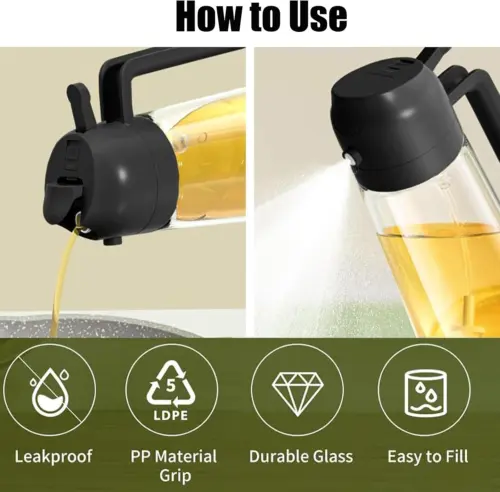 ⚡[2-3 day arrival]2-in-1 Oil Spray Bottle Kitchen Cooking Oil Dispenser Multi-Purpose Sauce Spraye  UK Bbq Glass 5