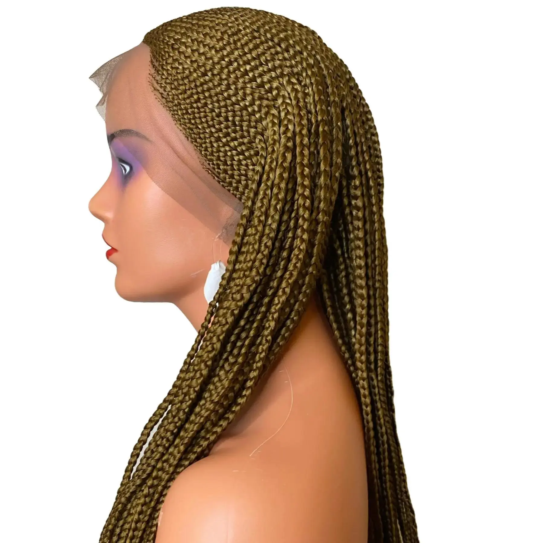 NEATLY BRAIDED WIG WITH CENTER PARTY, 2 STEP