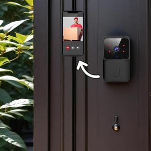 Wireless Doorbell Camera, Rechargeable 2.4G WiFi Smart Visual Doorbell, Home Security Doorbell with Night Vision & Voice Changing, Security System Monitoring