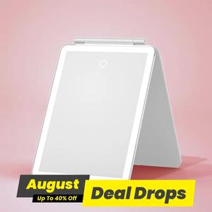 Foldable Lighted Mirror with Led Light Summer Gift, Portable Touch Dimming Makeup Mirror, Adjustable Led Mirror Compact 3 Color Light Cosmetic Vanity Mirror, Summer Makeup, Makeup Products