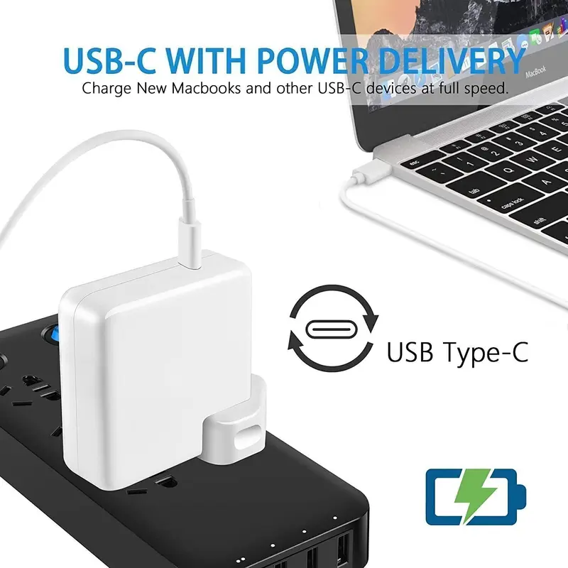 61W USB C Adapter Charger For MacBook Pro 13" 2016-2019 A1708 A1706 A1989 A2159 4