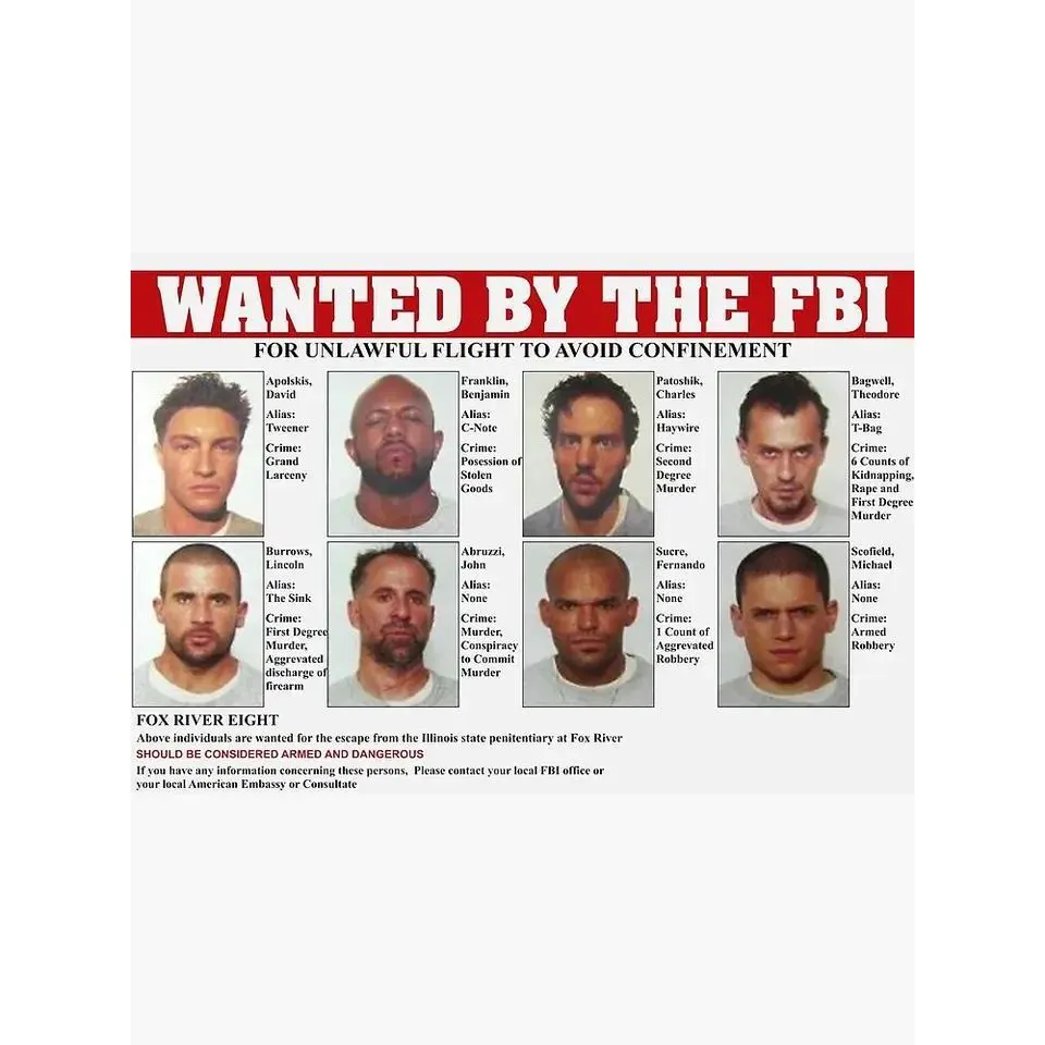 Prison Break FBI Wanted Poster Premium Matte Vertical Poster