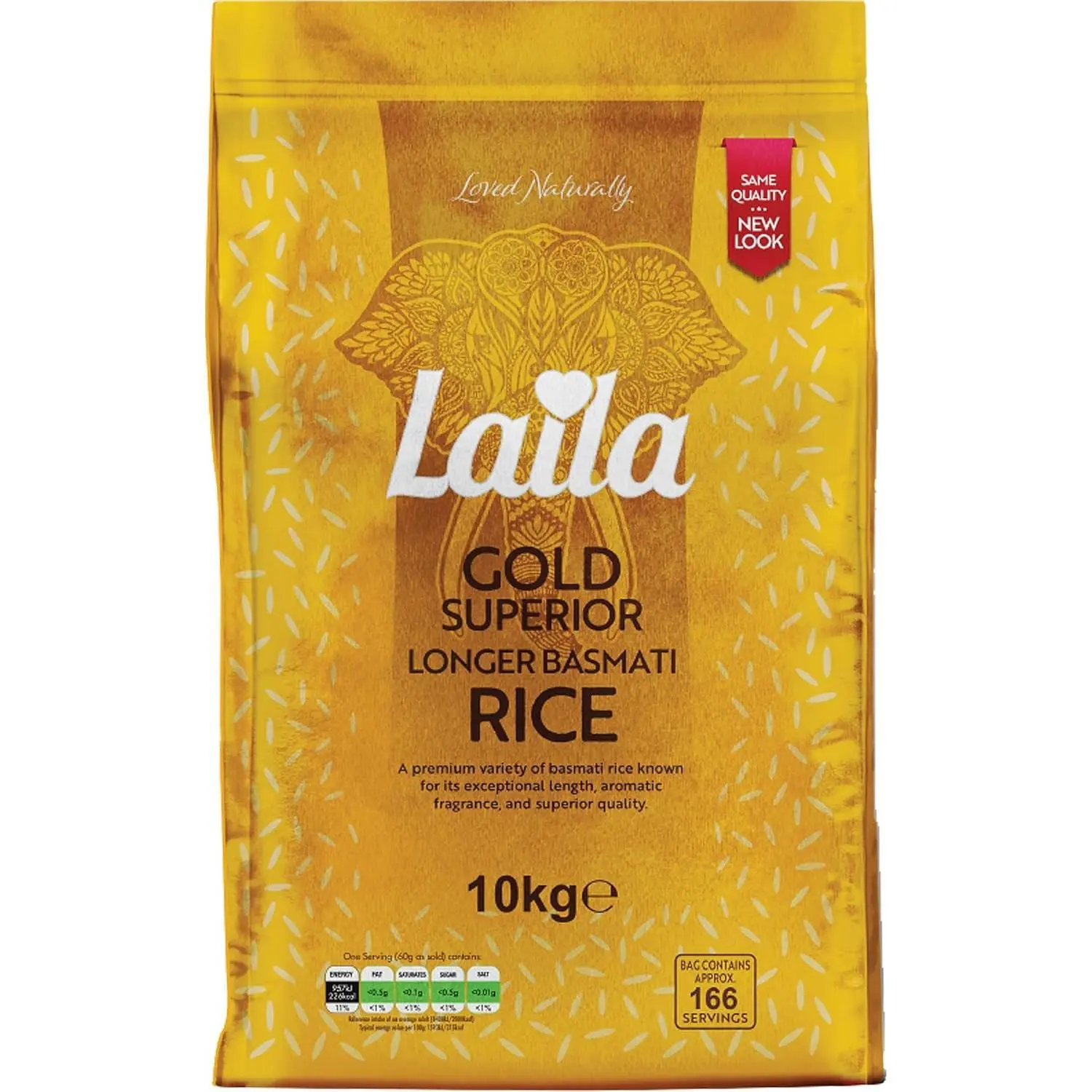 Laila Longer Basmati Rice 10Kg, Fluffy and Aromatic Rice Basmati Style, Rice With Long Grain, Gluten Free Rice for Curry, Biryani or Pilaf, 10Kg Basmati Rice
