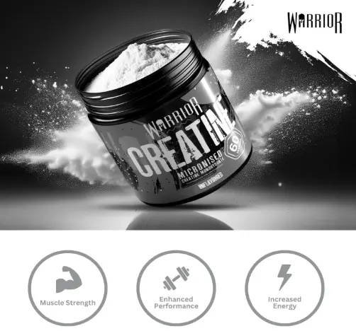 Warrior Creatine Monohydrate Powder – Micronised for Easy Mixing and Consumption – Proven to Improve Physical Performance / Recovery, 5g Servings (Unflavoured, 300g) Healthcare Dietary 1