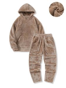 Men's Solid Pocket Hoodie & Drawstring Waist Pants Two-piece Set, Loose Casual Fashion Cozy Hooded Sweatshirt & Trousers for Daily Outdoor Wear, Men's Outfits for Fall & Winter