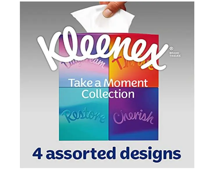 Kleenex Take a Moment Collection Tissues - 12 Cube Tissue Boxes - In Aid of Mind - Contains 4 Different Designs