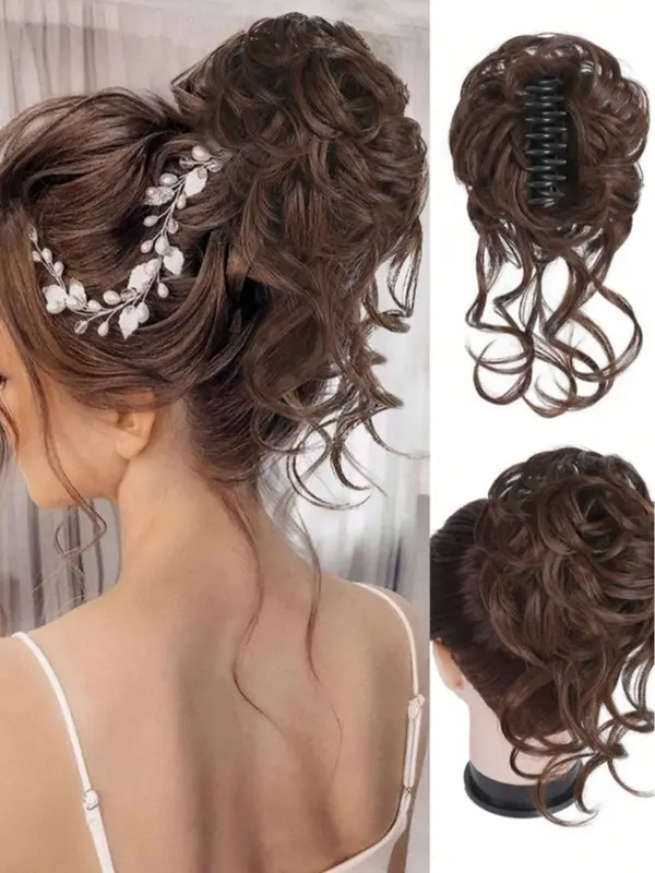 Clip Messy Bun Hair Pieces For Women Wavy Curly Hair Bun Extensions 7