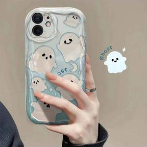 Cute Ghost Pattern Clear Phone Case, Decorative Phone Protector Cover, Phone Accessories Compatible with Samsung Galaxy S24 S23 22 Ultra A55 A35 A54 A52 A14 A05S A05 A06 A51 A16 A53 A04E A04S A12 A34 A13 A32 4G A15 5G A02S A03S, Casing