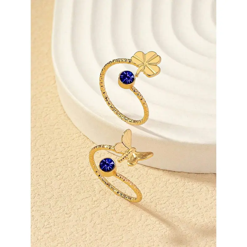 2-Piece Set Butterfly & Leaf Inlaid Foot Rings – Perfect for Beach Vacations 2